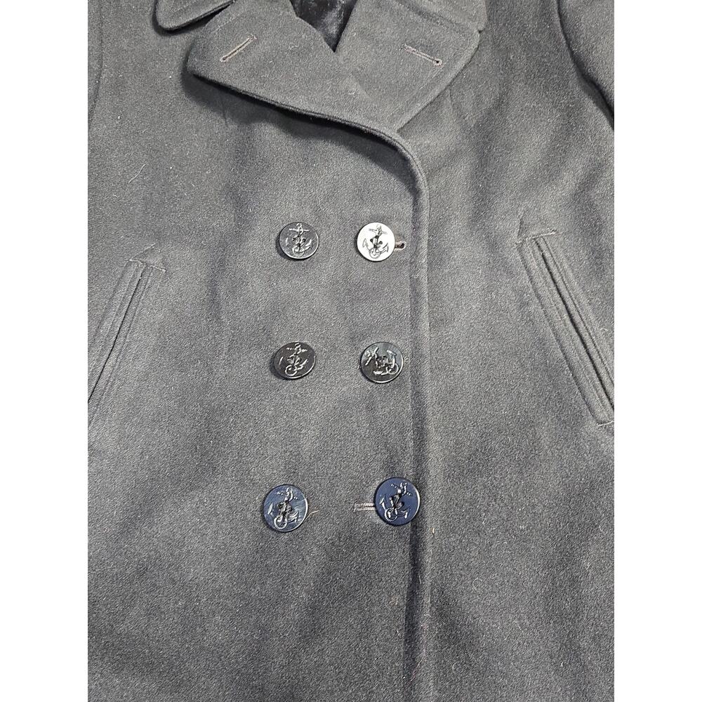 Military Peacoat Womens 16 R Black Wool OverCoat Crown Clothing - Picture 11 of 12